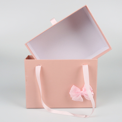 Logo personalizzato Scatola regalo in cartone rosa con nastro rosa Scatole regalo di lusso