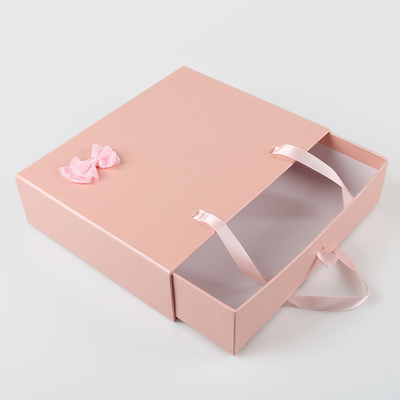 Cassetto portatile d'imballaggio del contenitore di regalo alla moda rosa su ordinazione con il nastro
