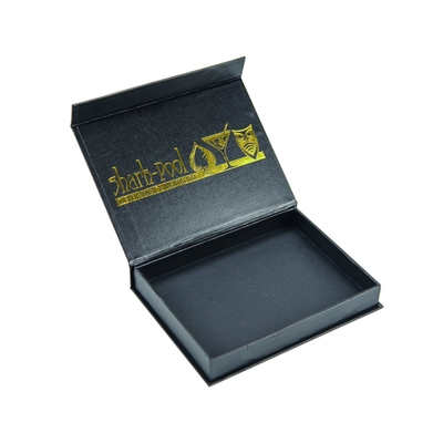 Eco-Friendly Custom Printed Logo Gold Hot Stamping Package Scatola regalo nera con coperchio magnetico