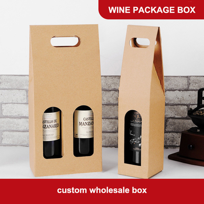Brown ha ondulato il contenitore di regalo d'imballaggio di carta del vino con la maniglia
