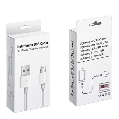 Disegno della scatola di confezionamento del cavo USB per caricabatterie