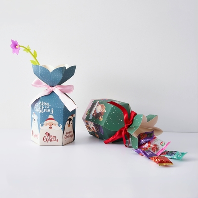 In ingrosso Pastella di caramelle pieghevole Scatola di carta regalo di Natale con nastro