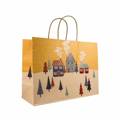 Custom Logo Shopping Kraft Paper Bag Con Maniglia Bagno di carta regalo natalizio