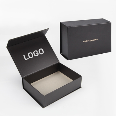 Logo personalizzato Scatola regalo a forma di libro nero Magnetico Pacchetto di cartone rigido per cosmetici