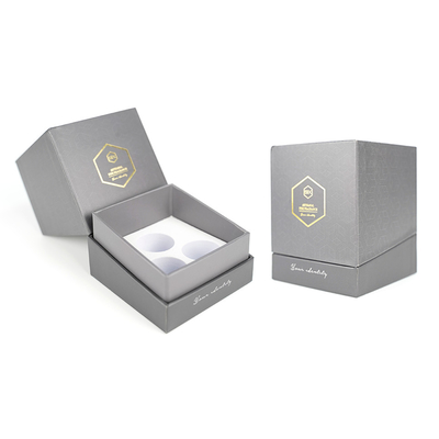 Scatole di cartone grigia di lusso con timbrazione in oro EVA personalizzata con imballaggio in carta cosmetica