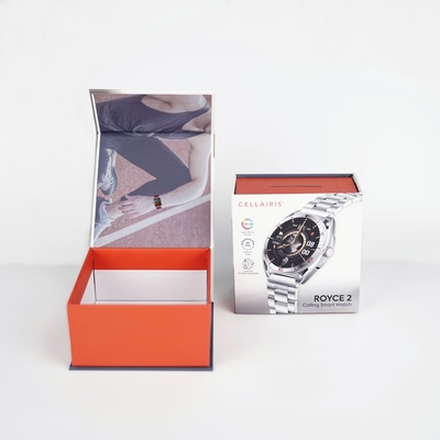 Logo personalizzato Stampa UV Rivestimento Matt Laminazione Orologio rigido Imballaggio Flip Box Magnetico Gift Packaging Box