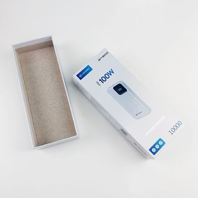 Scatola di imballaggio personalizzata Gloss Lamination Grigio Cartone Elettronica Power Bank Carta Cartone Imballaggio Capo e base Scatole regalo