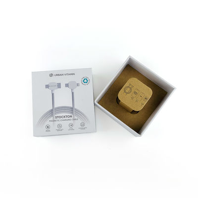 Eco-friendly Custom logo Rigid boxes with kraft paper tray for usb data cables electronic product charger packaging paper box