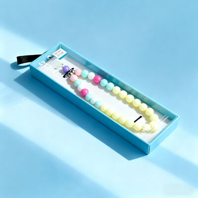 Logo personalizzato Braccialetto gioielli Scatole imballaggio Strappo per telefono con perline regalo imballaggio scatola di carta con finestre